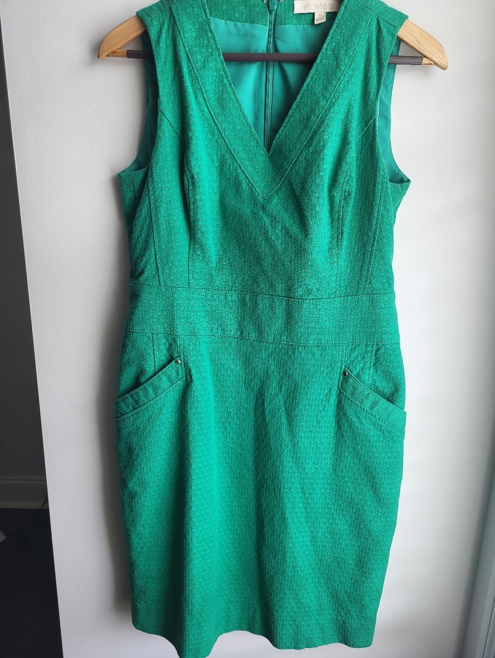 Etcetera Emerald Green Sleeveless V-Neck Midi Dress